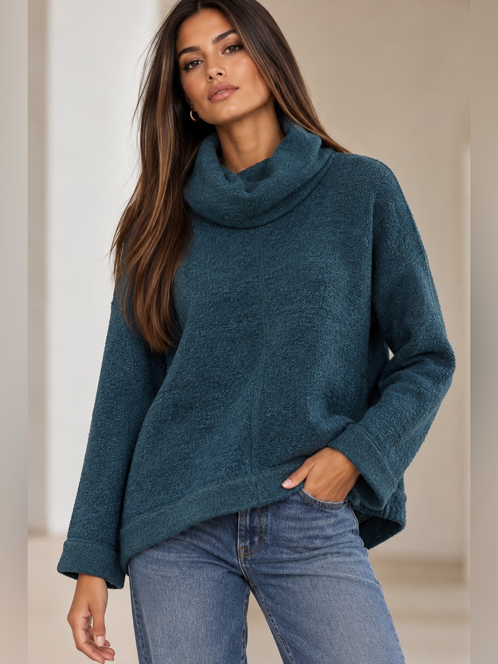 Abercrombie & Fitch Teal Cowl Neck Pullover Sweater